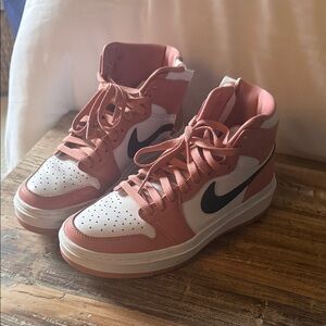 Nike Women's High-Top Sneakers in Coral and White